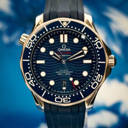 Omega SMP Blue Wave Rub Master Co-Axial 42 Stainless Steel / Blue / Rubber — photo 1